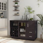 Modern Wooden Dining Buffet with Wine Rack, 16-Bottle Storage, 2 Drawers, Sliding Door, Cappuccino Finish, 47.25"W x 32.75"H