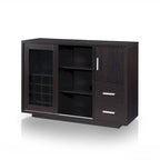 Modern Wooden Dining Buffet with Wine Rack, 16-Bottle Storage, 2 Drawers, Sliding Door, Cappuccino Finish, 47.25"W x 32.75"H