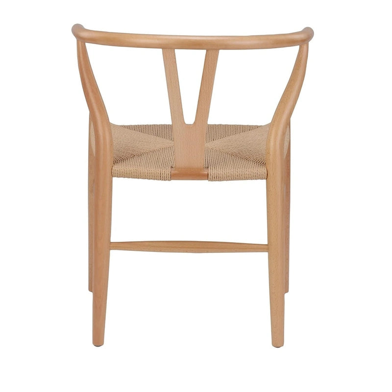 Solid Wood Dining Chair Set of 4 - Woven Seat Danish Design - Natural Wood Frame Kitchen Chairs