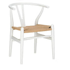 Solid Wood Dining Chair Set of 4 - Woven Seat Danish Design - Natural Wood Frame Kitchen Chairs