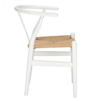 Solid Wood Dining Chair Set of 4 - Woven Seat Danish Design - Natural Wood Frame Kitchen Chairs