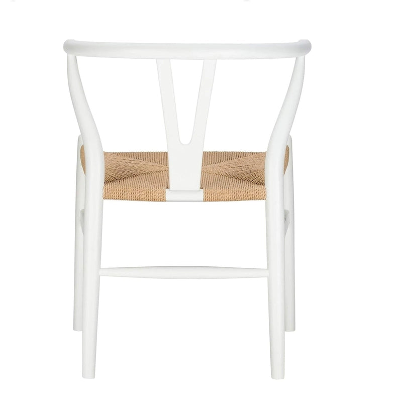 Solid Wood Dining Chair Set of 4 - Woven Seat Danish Design - Natural Wood Frame Kitchen Chairs