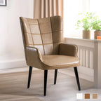 High-Back Tufted Accent Chair | Faux Leather Wingback | Solid Wood Frame | Ergonomic Armrests | 300 lbs Capacity | 37"H x 24.4"W