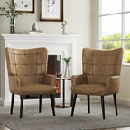 High-Back Tufted Accent Chair | Faux Leather Wingback | Solid Wood Frame | Ergonomic Armrests | 300 lbs Capacity | 37"H x 24.4"W