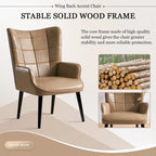 High-Back Tufted Accent Chair | Faux Leather Wingback | Solid Wood Frame | Ergonomic Armrests | 300 lbs Capacity | 37"H x 24.4"W