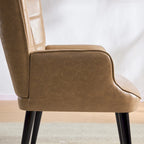High-Back Tufted Accent Chair | Faux Leather Wingback | Solid Wood Frame | Ergonomic Armrests | 300 lbs Capacity | 37"H x 24.4"W