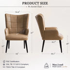 High-Back Tufted Accent Chair | Faux Leather Wingback | Solid Wood Frame | Ergonomic Armrests | 300 lbs Capacity | 37"H x 24.4"W