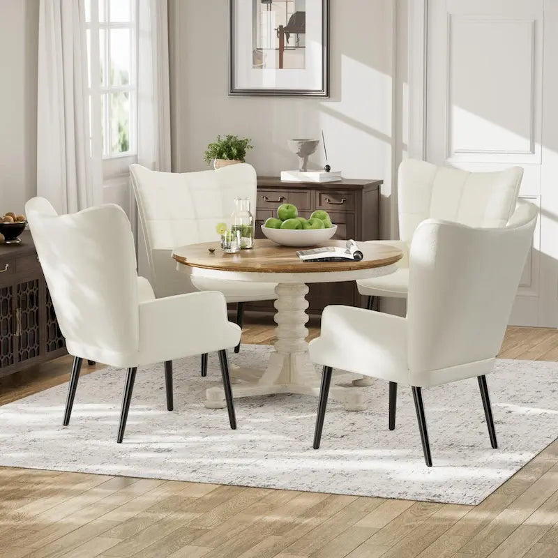 High-Back Tufted Accent Chair | Faux Leather Wingback | Solid Wood Frame | Ergonomic Armrests | 300 lbs Capacity | 37"H x 24.4"W