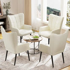 High-Back Tufted Accent Chair | Faux Leather Wingback | Solid Wood Frame | Ergonomic Armrests | 300 lbs Capacity | 37"H x 24.4"W