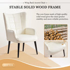 High-Back Tufted Accent Chair | Faux Leather Wingback | Solid Wood Frame | Ergonomic Armrests | 300 lbs Capacity | 37"H x 24.4"W