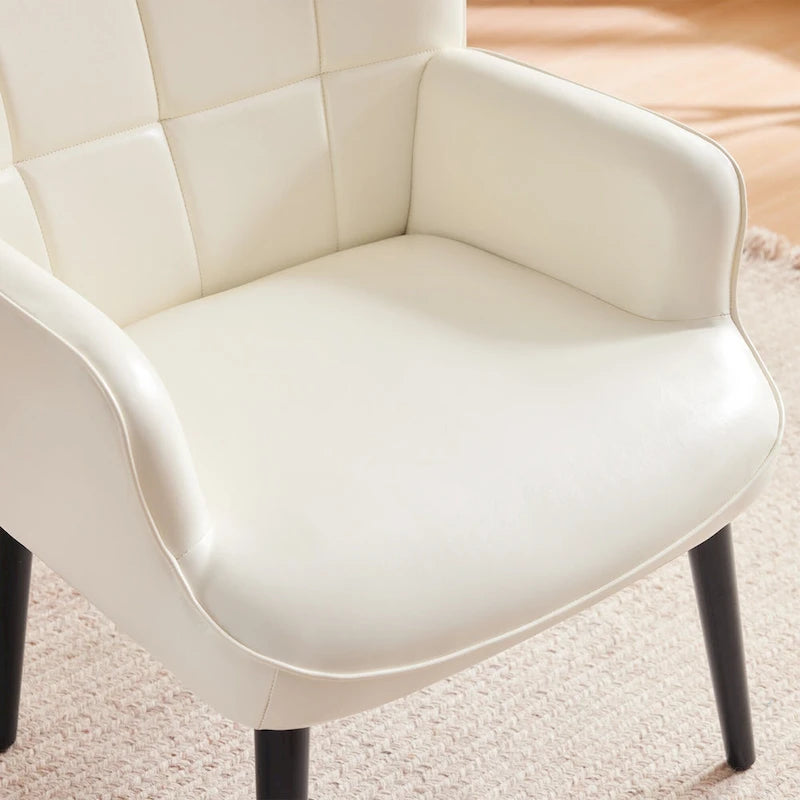 High-Back Tufted Accent Chair | Faux Leather Wingback | Solid Wood Frame | Ergonomic Armrests | 300 lbs Capacity | 37"H x 24.4"W