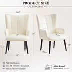High-Back Tufted Accent Chair | Faux Leather Wingback | Solid Wood Frame | Ergonomic Armrests | 300 lbs Capacity | 37"H x 24.4"W