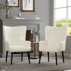 High-Back Tufted Accent Chair | Faux Leather Wingback | Solid Wood Frame | Ergonomic Armrests | 300 lbs Capacity | 37"H x 24.4"W
