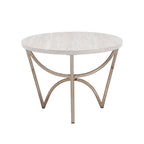 Champagne Gold Coffee Table White Faux Marble Top Intertwined Metal Base 47.75"W x 27.75"D x 18"H Contemporary Glam Style
