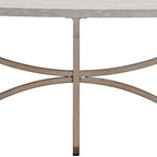 Champagne Gold Coffee Table White Faux Marble Top Intertwined Metal Base 47.75"W x 27.75"D x 18"H Contemporary Glam Style
