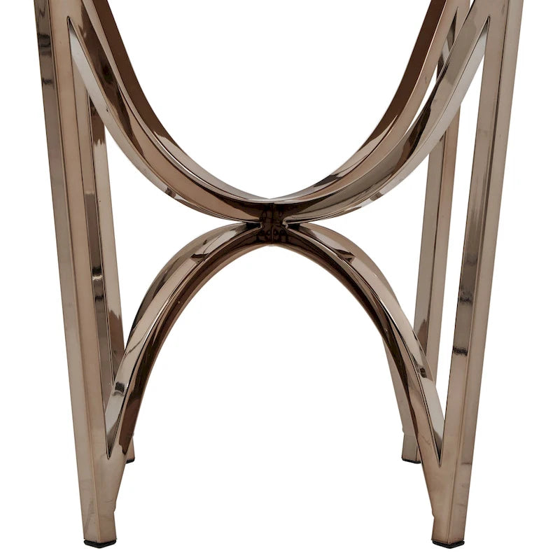 Champagne Gold Coffee Table White Faux Marble Top Intertwined Metal Base 47.75"W x 27.75"D x 18"H Contemporary Glam Style