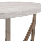 Champagne Gold Coffee Table White Faux Marble Top Intertwined Metal Base 47.75"W x 27.75"D x 18"H Contemporary Glam Style