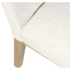 Modern Dining Chair White Woven Fabric Natural Wood Legs 19W x 23.5D x 33H Stain-Resistant Medium Firm Cushion Kitchen Seating Single Pack