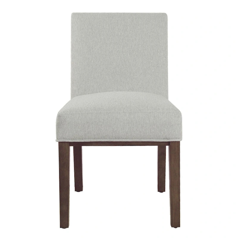 Modern Dining Chair White Woven Fabric Natural Wood Legs 19W x 23.5D x 33H Stain-Resistant Medium Firm Cushion Kitchen Seating Single Pack