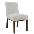 Modern Dining Chair White Woven Fabric Natural Wood Legs 19W x 23.5D x 33H Stain-Resistant Medium Firm Cushion Kitchen Seating Single Pack