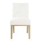 Modern Dining Chair White Woven Fabric Natural Wood Legs 19W x 23.5D x 33H Stain-Resistant Medium Firm Cushion Kitchen Seating Single Pack