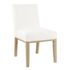 Modern Dining Chair White Woven Fabric Natural Wood Legs 19W x 23.5D x 33H Stain-Resistant Medium Firm Cushion Kitchen Seating Single Pack