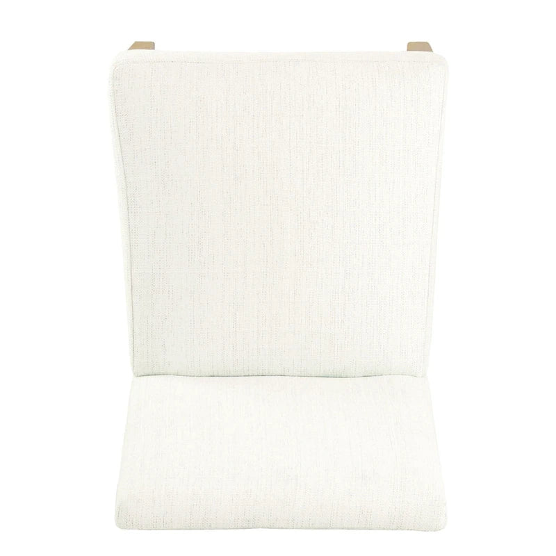 Modern Dining Chair White Woven Fabric Natural Wood Legs 19W x 23.5D x 33H Stain-Resistant Medium Firm Cushion Kitchen Seating Single Pack