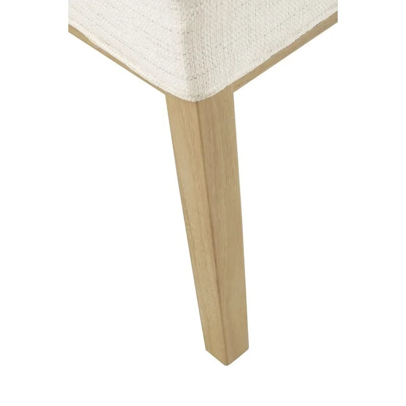 Modern Dining Chair White Woven Fabric Natural Wood Legs 19W x 23.5D x 33H Stain-Resistant Medium Firm Cushion Kitchen Seating Single Pack