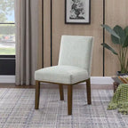 Modern Dining Chair White Woven Fabric Natural Wood Legs 19W x 23.5D x 33H Stain-Resistant Medium Firm Cushion Kitchen Seating Single Pack