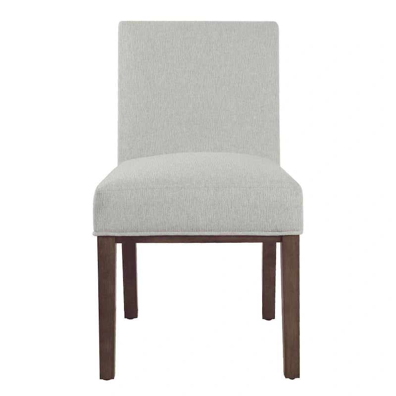 Modern Dining Chair White Woven Fabric Natural Wood Legs 19W x 23.5D x 33H Stain-Resistant Medium Firm Cushion Kitchen Seating Single Pack