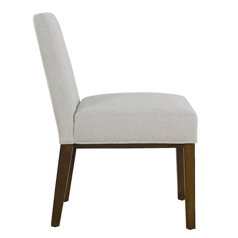 Modern Dining Chair White Woven Fabric Natural Wood Legs 19W x 23.5D x 33H Stain-Resistant Medium Firm Cushion Kitchen Seating Single Pack
