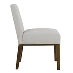 Modern Dining Chair White Woven Fabric Natural Wood Legs 19W x 23.5D x 33H Stain-Resistant Medium Firm Cushion Kitchen Seating Single Pack