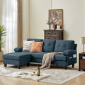 86.22" Wide L-Shaped Sectional Sofa with Reversible Ottoman, Storage Bags & Washable Linen Fabric
