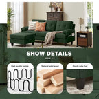 86.22" Wide L-Shaped Sectional Sofa with Reversible Ottoman, Storage Bags & Washable Linen Fabric