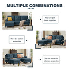 86.22" Wide L-Shaped Sectional Sofa with Reversible Ottoman, Storage Bags & Washable Linen Fabric