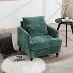 Modern Upholstered Accent Chair with Ottoman Boucle Fabric Wood Frame Ergonomic Backrest Padded Seat Living Room Bedroom Lounge