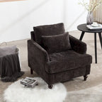 Modern Upholstered Accent Chair with Ottoman Boucle Fabric Wood Frame Ergonomic Backrest Padded Seat Living Room Bedroom Lounge