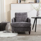 Modern Upholstered Accent Chair with Ottoman Boucle Fabric Wood Frame Ergonomic Backrest Padded Seat Living Room Bedroom Lounge