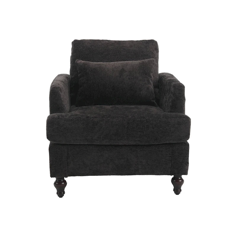 Modern Upholstered Accent Chair with Ottoman Boucle Fabric Wood Frame Ergonomic Backrest Padded Seat Living Room Bedroom Lounge