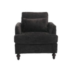 Modern Upholstered Accent Chair with Ottoman Boucle Fabric Wood Frame Ergonomic Backrest Padded Seat Living Room Bedroom Lounge