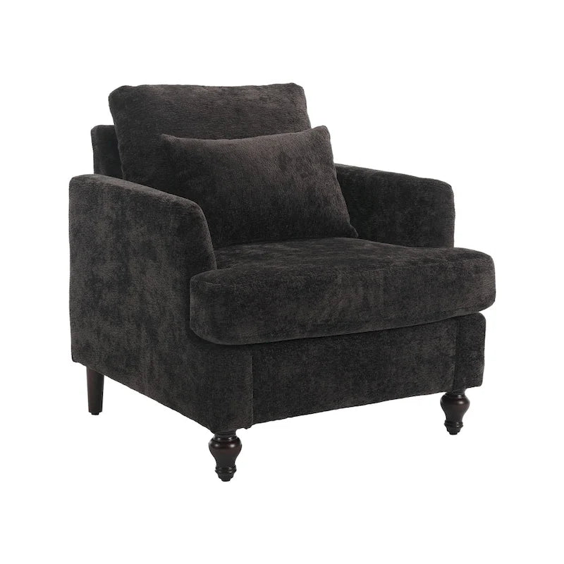 Modern Upholstered Accent Chair with Ottoman Boucle Fabric Wood Frame Ergonomic Backrest Padded Seat Living Room Bedroom Lounge