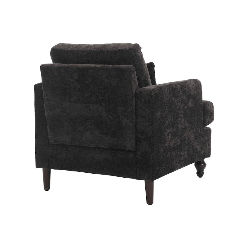 Modern Upholstered Accent Chair with Ottoman Boucle Fabric Wood Frame Ergonomic Backrest Padded Seat Living Room Bedroom Lounge