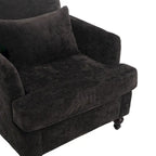 Modern Upholstered Accent Chair with Ottoman Boucle Fabric Wood Frame Ergonomic Backrest Padded Seat Living Room Bedroom Lounge