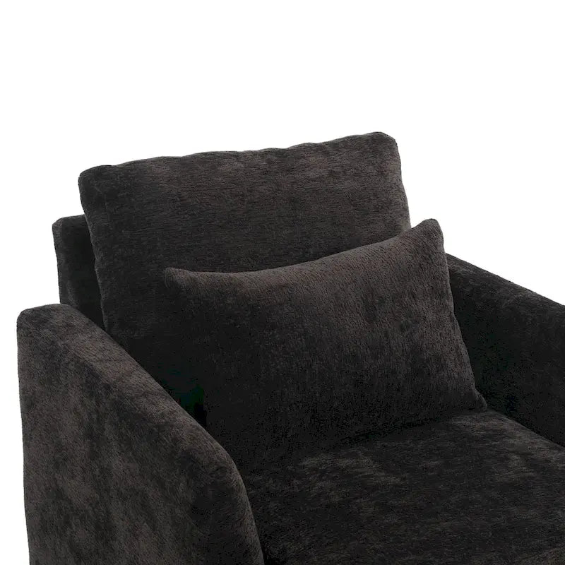 Modern Upholstered Accent Chair with Ottoman Boucle Fabric Wood Frame Ergonomic Backrest Padded Seat Living Room Bedroom Lounge