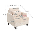 Modern Upholstered Accent Chair with Ottoman Boucle Fabric Wood Frame Ergonomic Backrest Padded Seat Living Room Bedroom Lounge