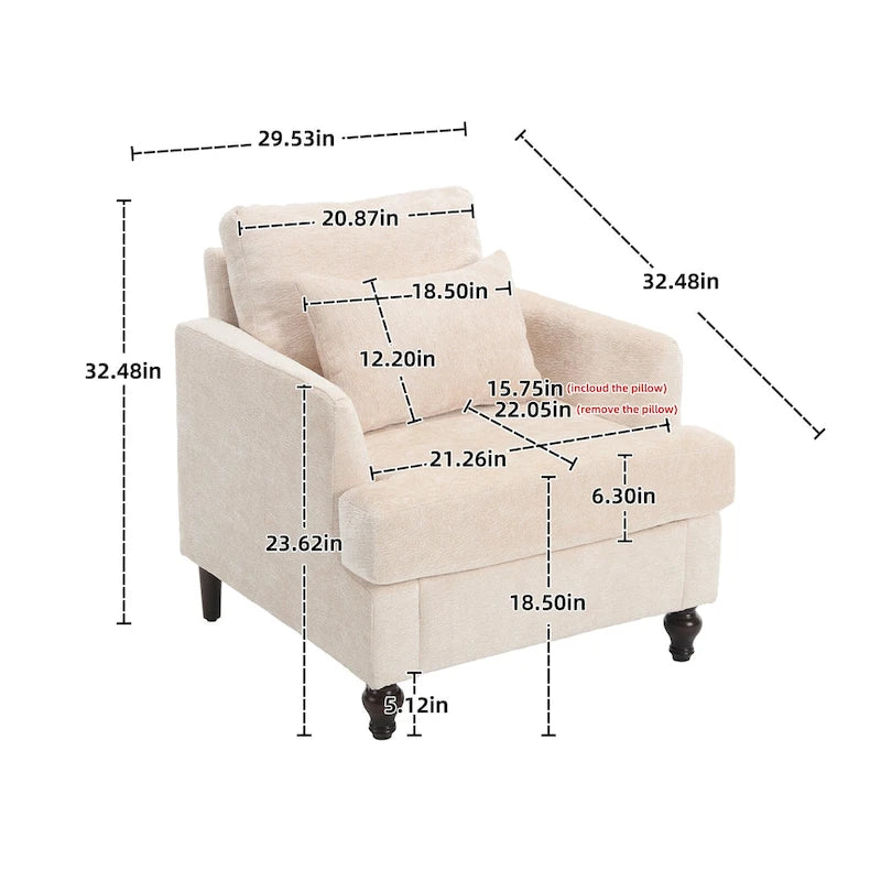 Modern Upholstered Accent Chair with Ottoman Boucle Fabric Wood Frame Ergonomic Backrest Padded Seat Living Room Bedroom Lounge