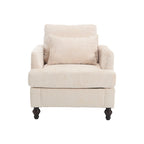 Modern Upholstered Accent Chair with Ottoman Boucle Fabric Wood Frame Ergonomic Backrest Padded Seat Living Room Bedroom Lounge