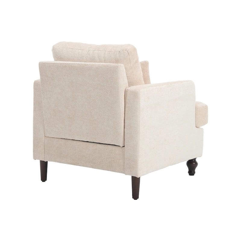 Modern Upholstered Accent Chair with Ottoman Boucle Fabric Wood Frame Ergonomic Backrest Padded Seat Living Room Bedroom Lounge