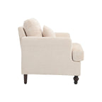 Modern Upholstered Accent Chair with Ottoman Boucle Fabric Wood Frame Ergonomic Backrest Padded Seat Living Room Bedroom Lounge
