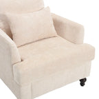 Modern Upholstered Accent Chair with Ottoman Boucle Fabric Wood Frame Ergonomic Backrest Padded Seat Living Room Bedroom Lounge
